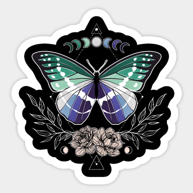 Gay Man Butterfly LGBT Pride Flag Sticker by Psitta